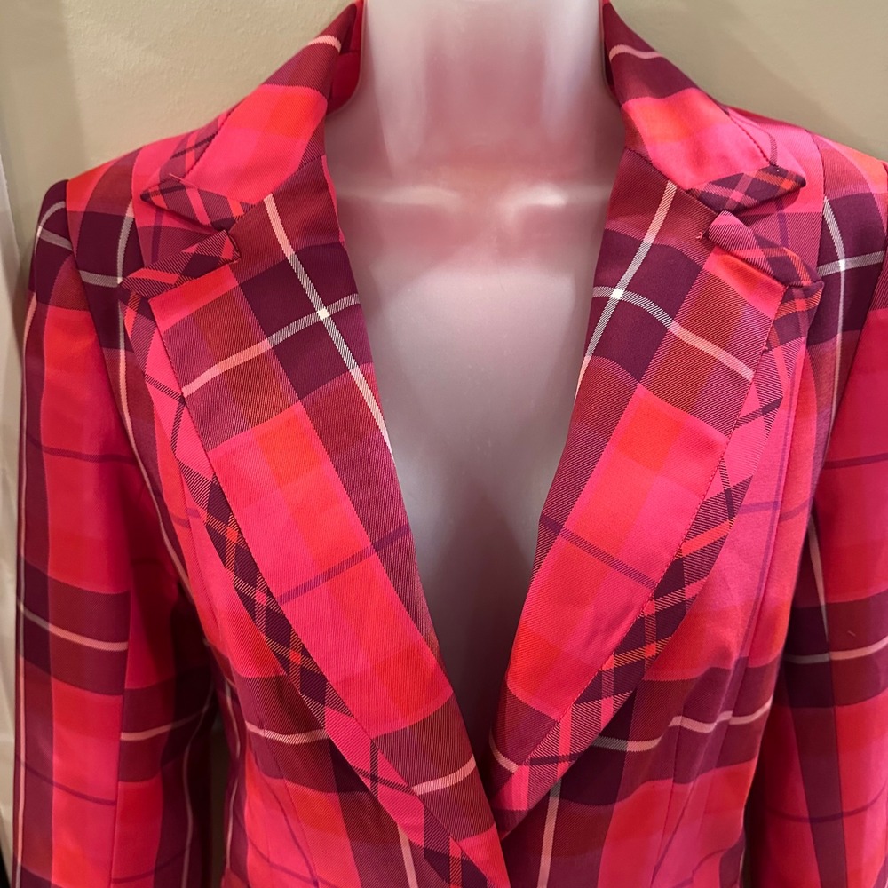 NWT Trina Turk Planet Blazer Sz 6 Plaid Career Business Party Statement Jacket - Picture 6 of 12
